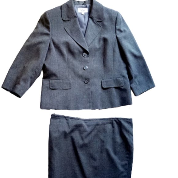 Gray Skirt Suit Office Carreer Professional Size 18 - Picture 1 of 5